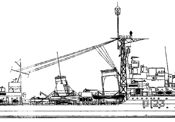 Эсминец HMAS Warramunga 1954 [Destroyer] - чертежи, габариты, рисунки
